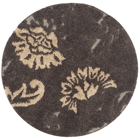 Safavieh Shag Power Loomed Round RugDark Brown & Smoke 4 x 4 ft. SG463-2879-4R